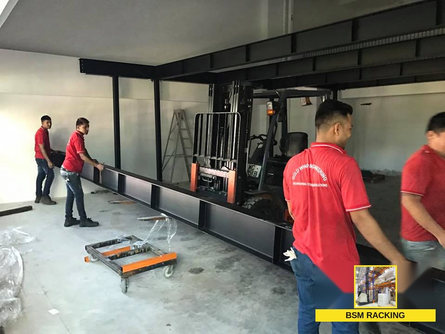 Structural Steel Platform freestanding mezzanine installation, project view 19