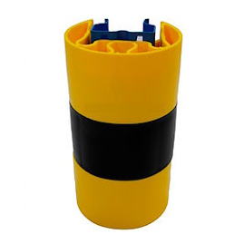 Yellow and black column protector for rack uprights