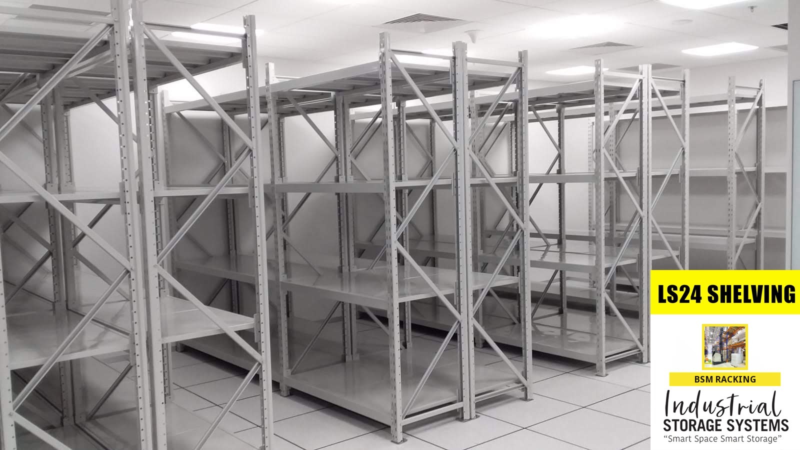 LS-24 Longspan Racking hand-loaded shelving layout, project view 10