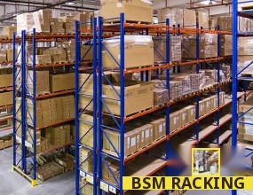 Pallet racking installation with multiple storage levels