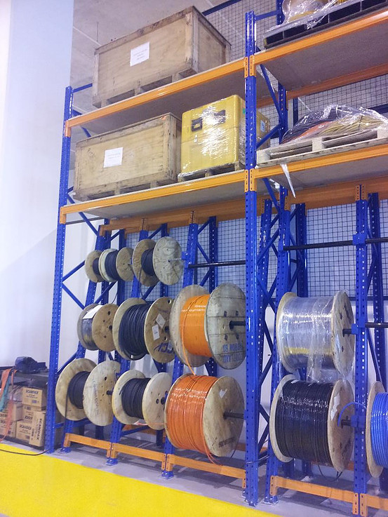 Cable Racking upright and reel support layout