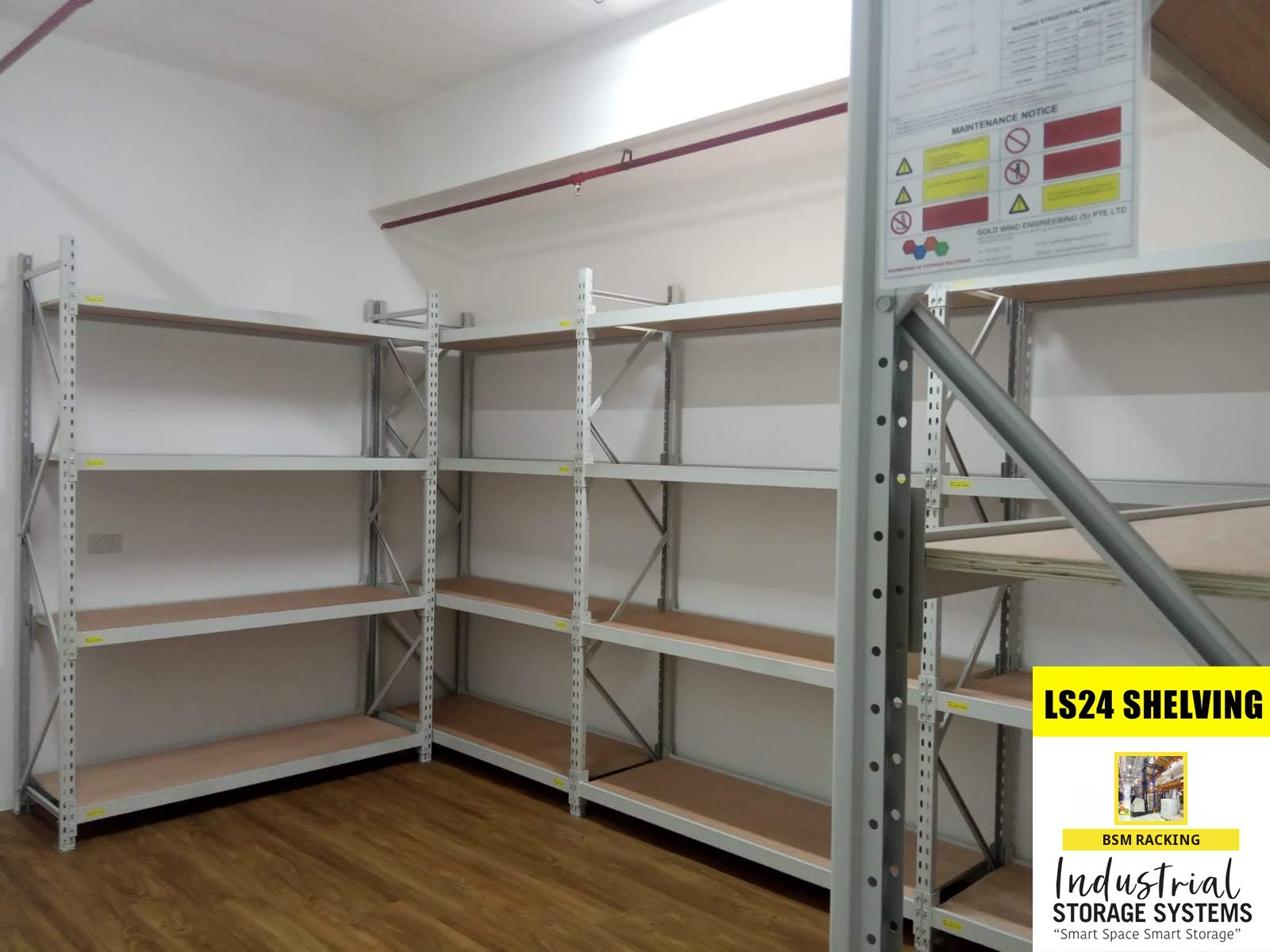 LS-24 Longspan Racking hand-loaded shelving layout, project view 12