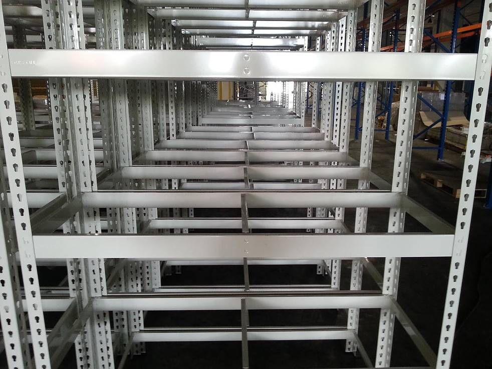 Rivet shelving system for warehouse organisation