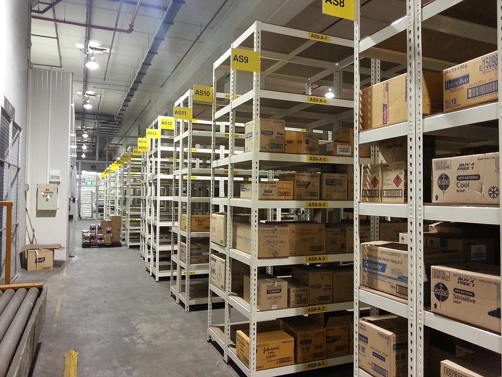 Boltless shelving set up for a small business store room