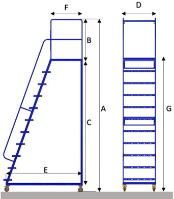 Mobile Ladder Trolley (MLT) — 10-step configuration