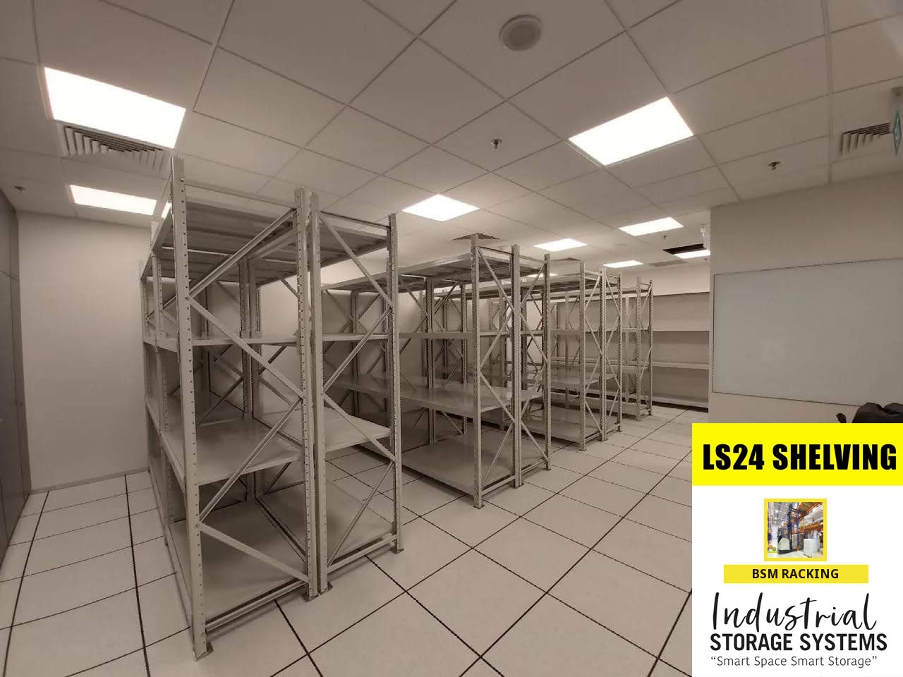 LS-24 Longspan Racking hand-loaded shelving layout, project view 11