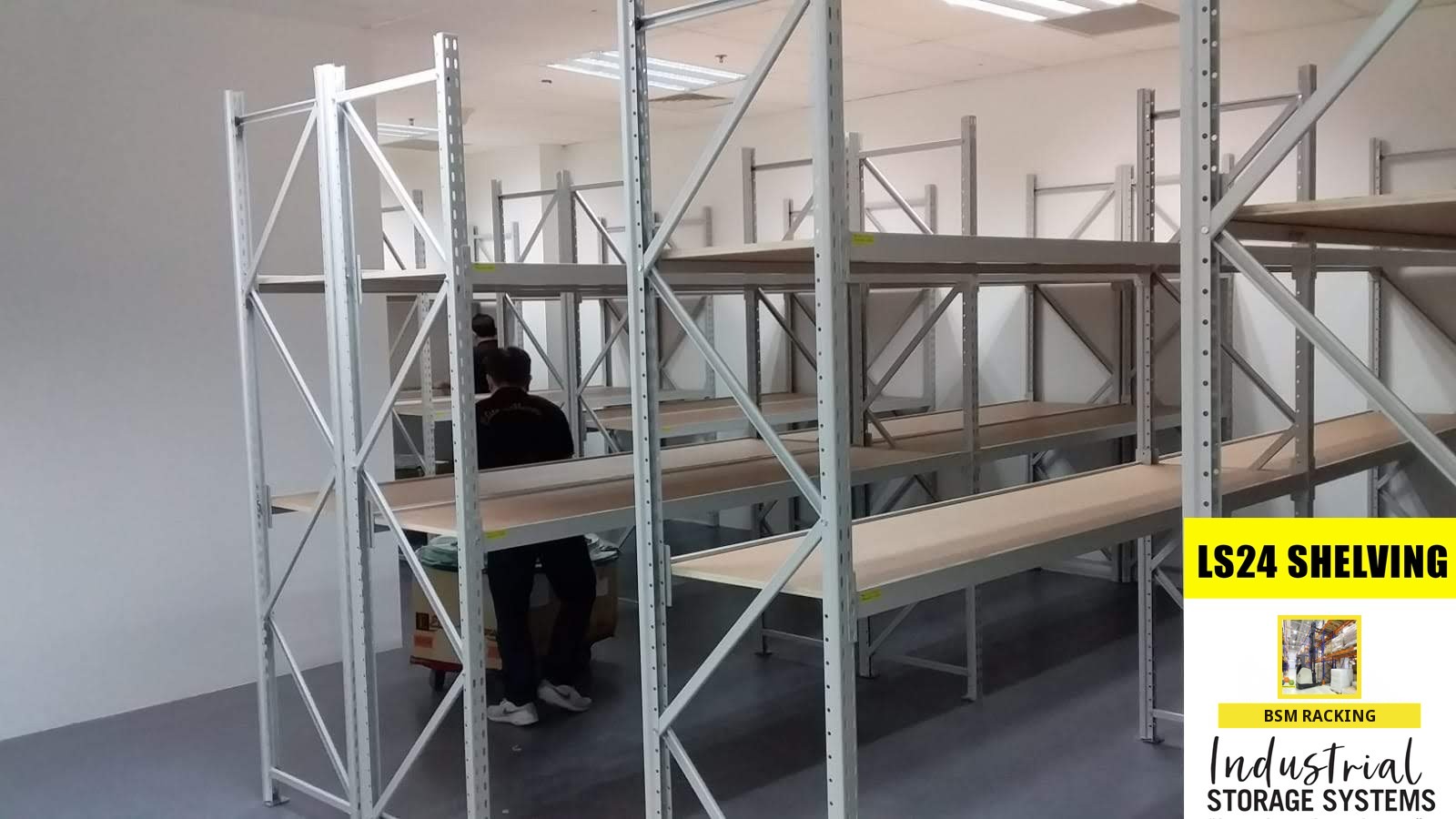 LS-24 Longspan Racking hand-loaded shelving layout, project view 18