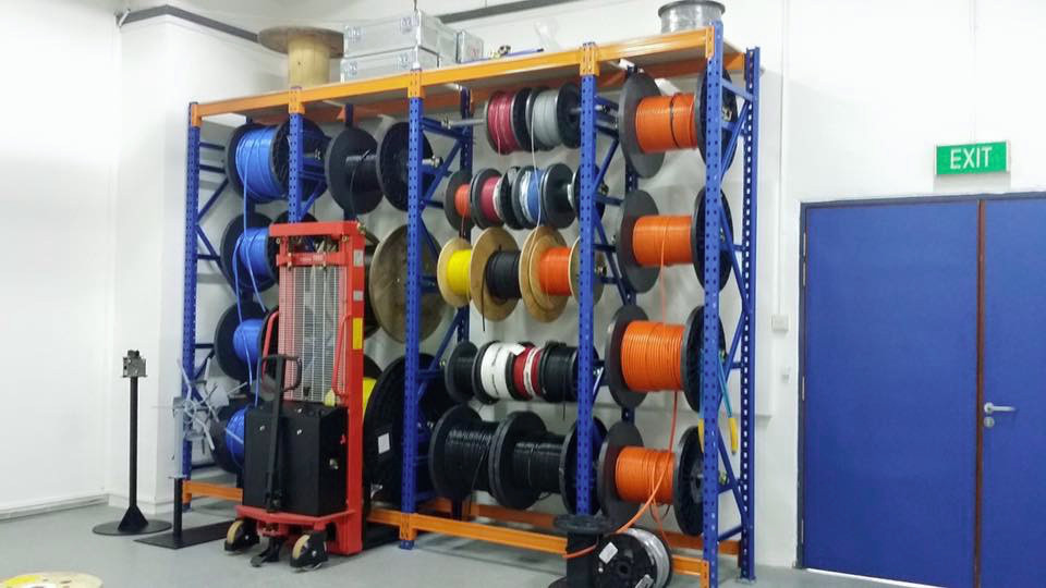 Cable Racking installation with adjustable storage positions